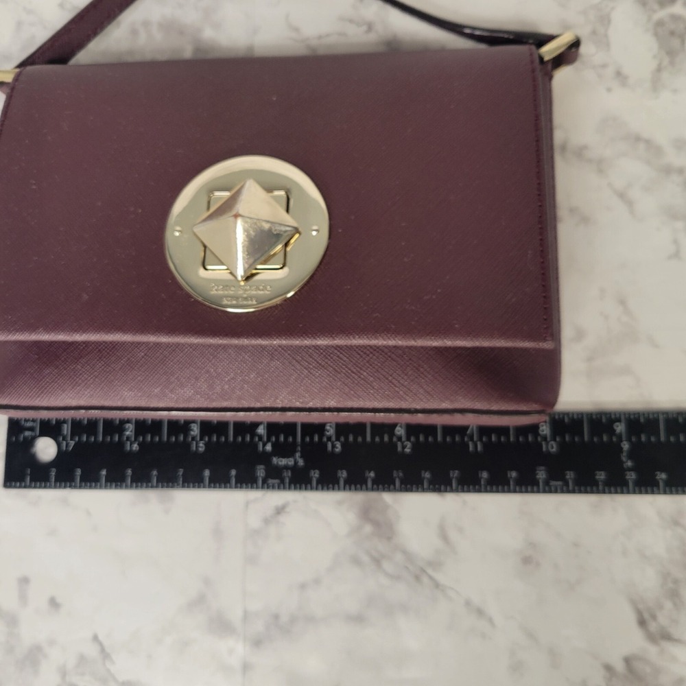 Kate Spade Newbury Lane Sally Turn Lock Crossbody Purse Saffiano Leather Plum - Picture 8 of 16